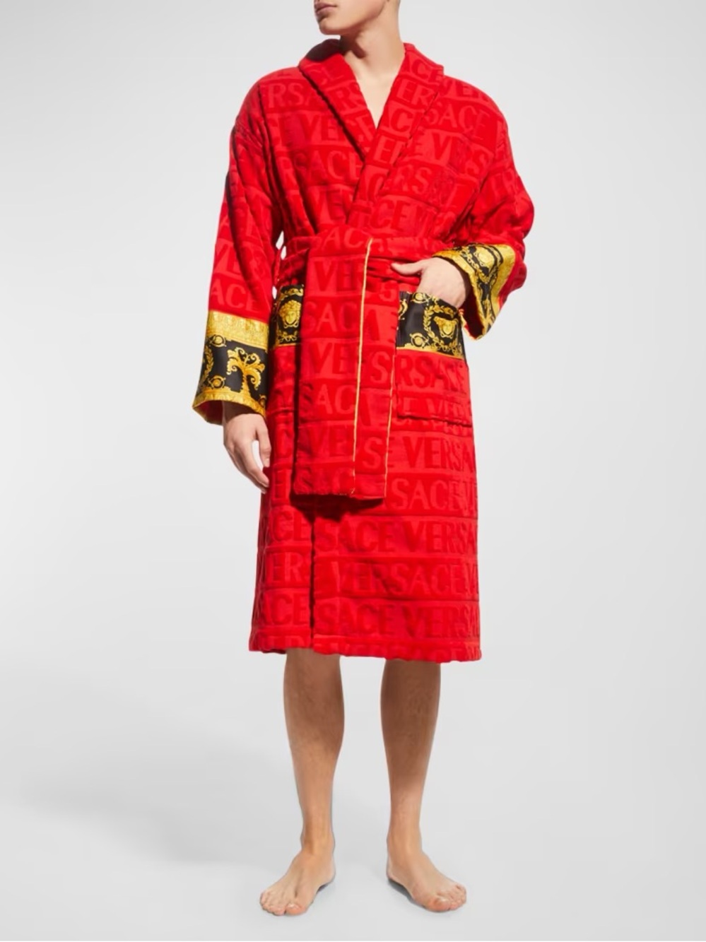 Versace Unisex Barocco Sleeve Terrycloth Robe